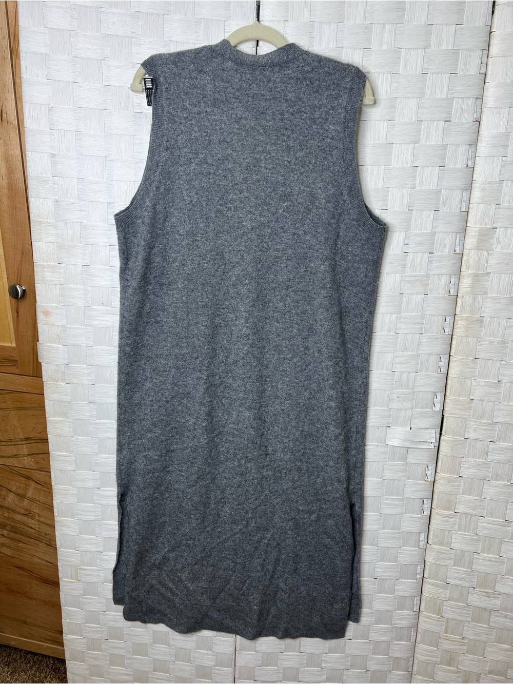Johnny Was Gray Wool Cashmere Embroidered Long Sweater Vest Duster Cardigan (M) - Picture 9 of 16